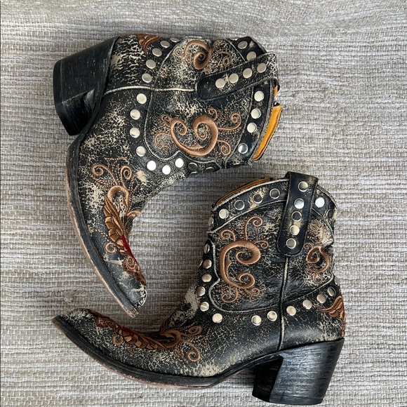 Old Gringo Little G Heart Crackle Distressed Leather Western Boots Size 7 - Picture 8 of 16